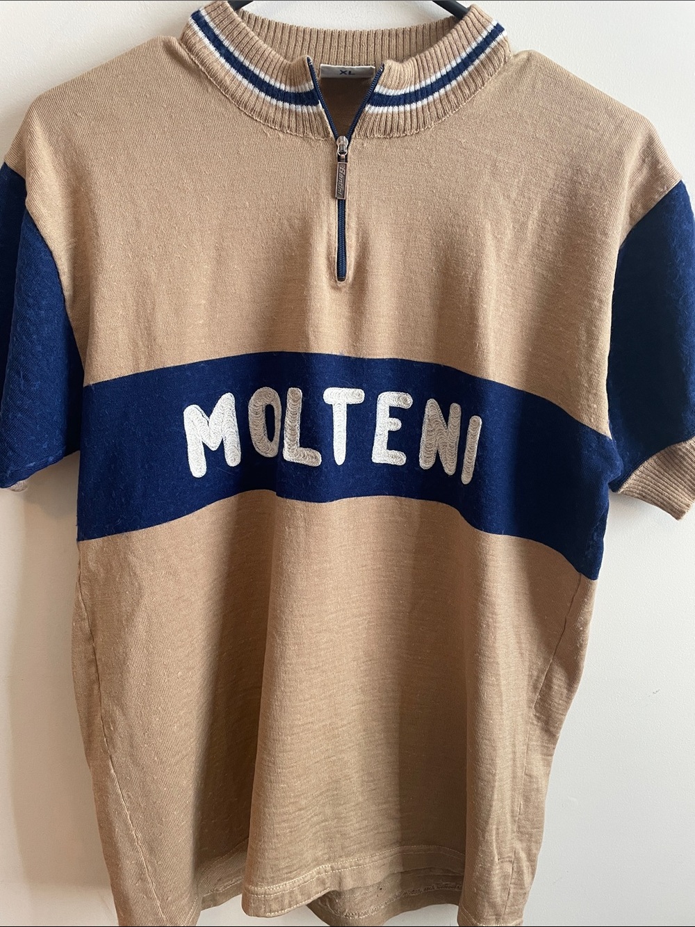 Molteni Men's Short Sleeve Jersey in Tan and Navy